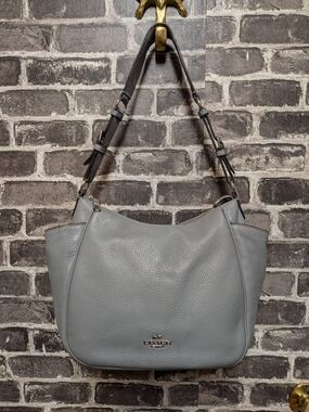 Coach Pebble Leather Shoulder Bag in Grey